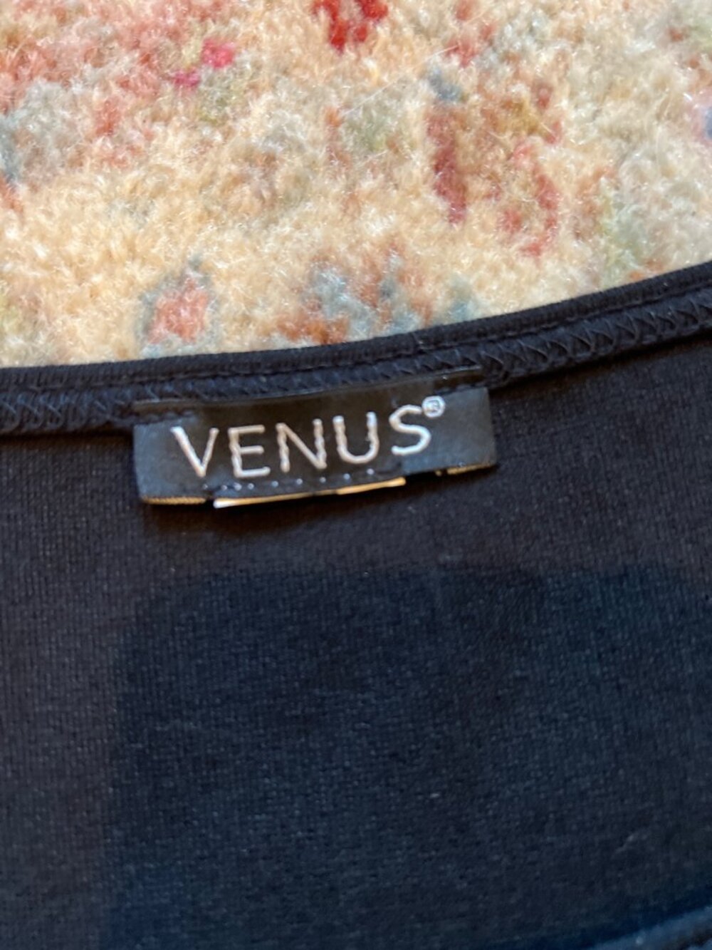 Venus black 3/4 sleeve dress silver studs Women L - Picture 3 of 4